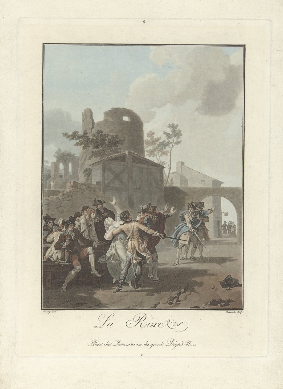 A vita La Rixe (cím az objektumon) alkotó: Charles Melchior Descourtis
