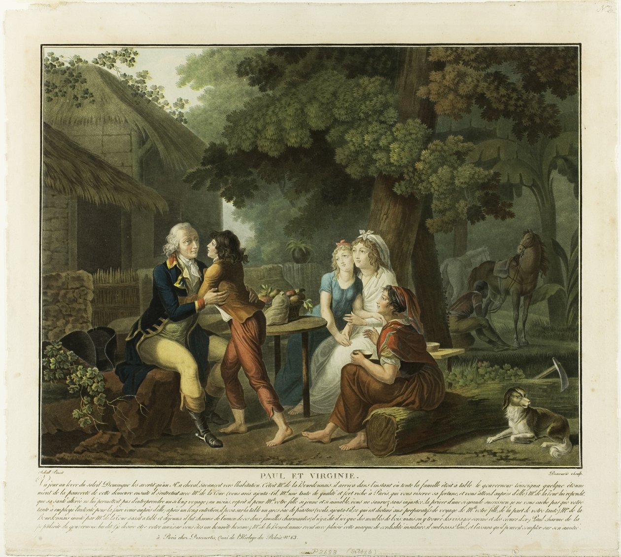 Monsieur de la Bourdonnais érkezése, 3. lemez a Paul et Virginie című filmből alkotó: Charles Melchior Descourtis