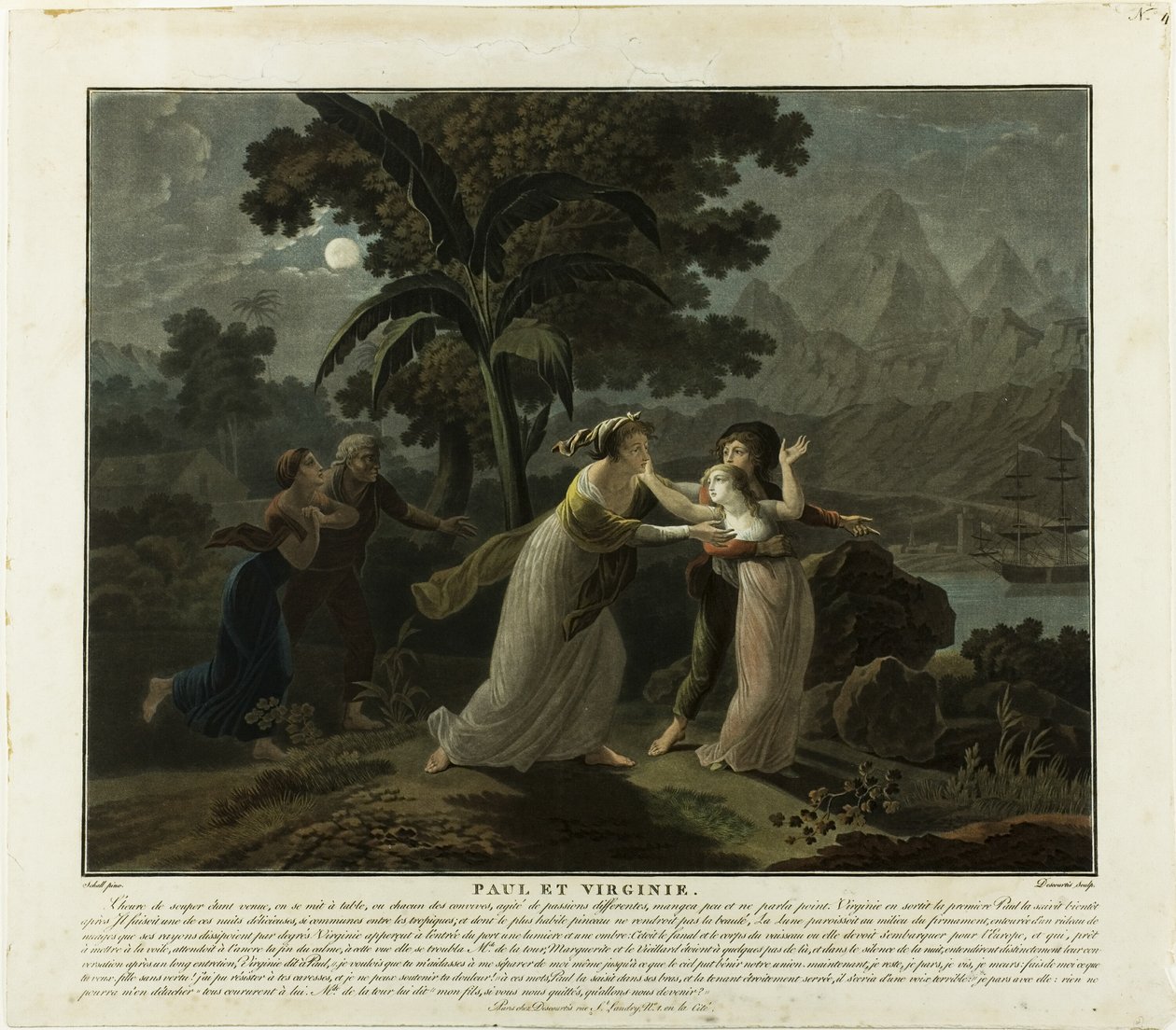 Az indulás, 4. tábla a Paul et Virginie-ból alkotó: Charles Melchior Descourtis