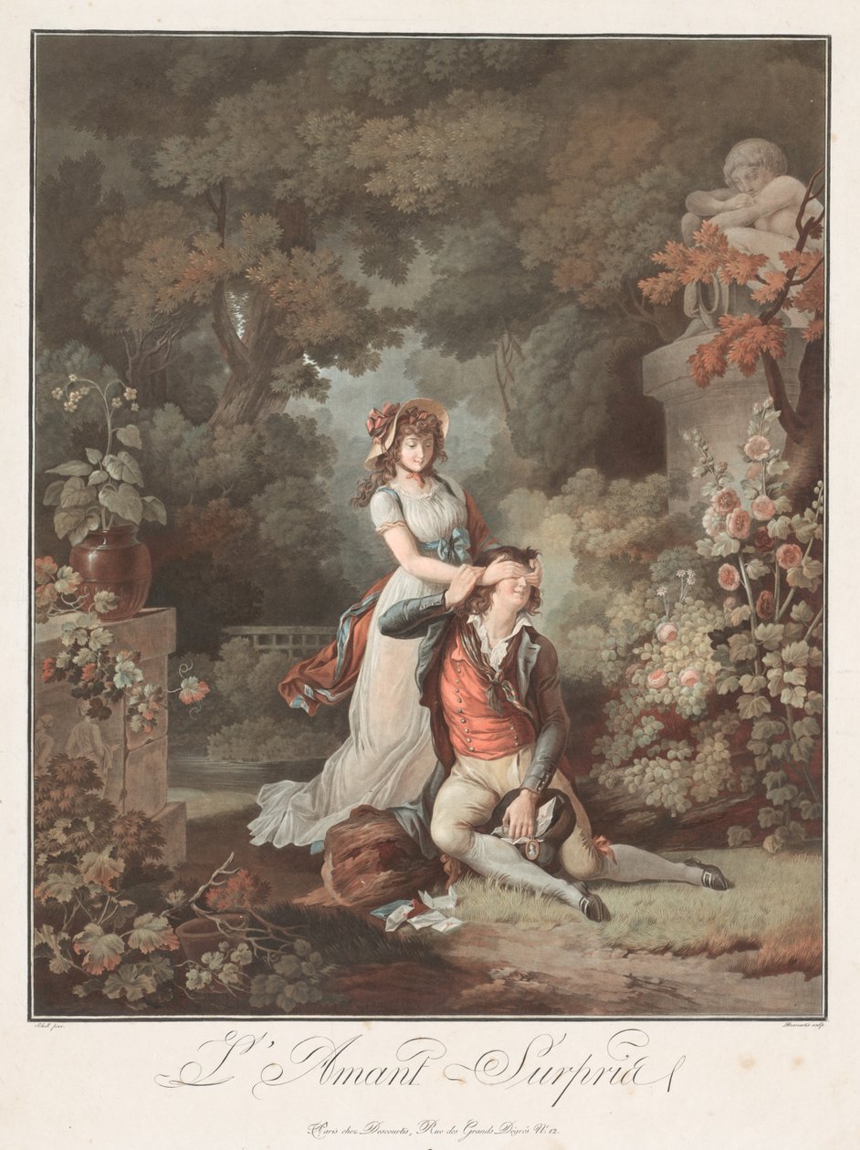 A szerető meglepte LAmant Surpris, c. 1798. alkotó: Charles Melchior Descourtis
