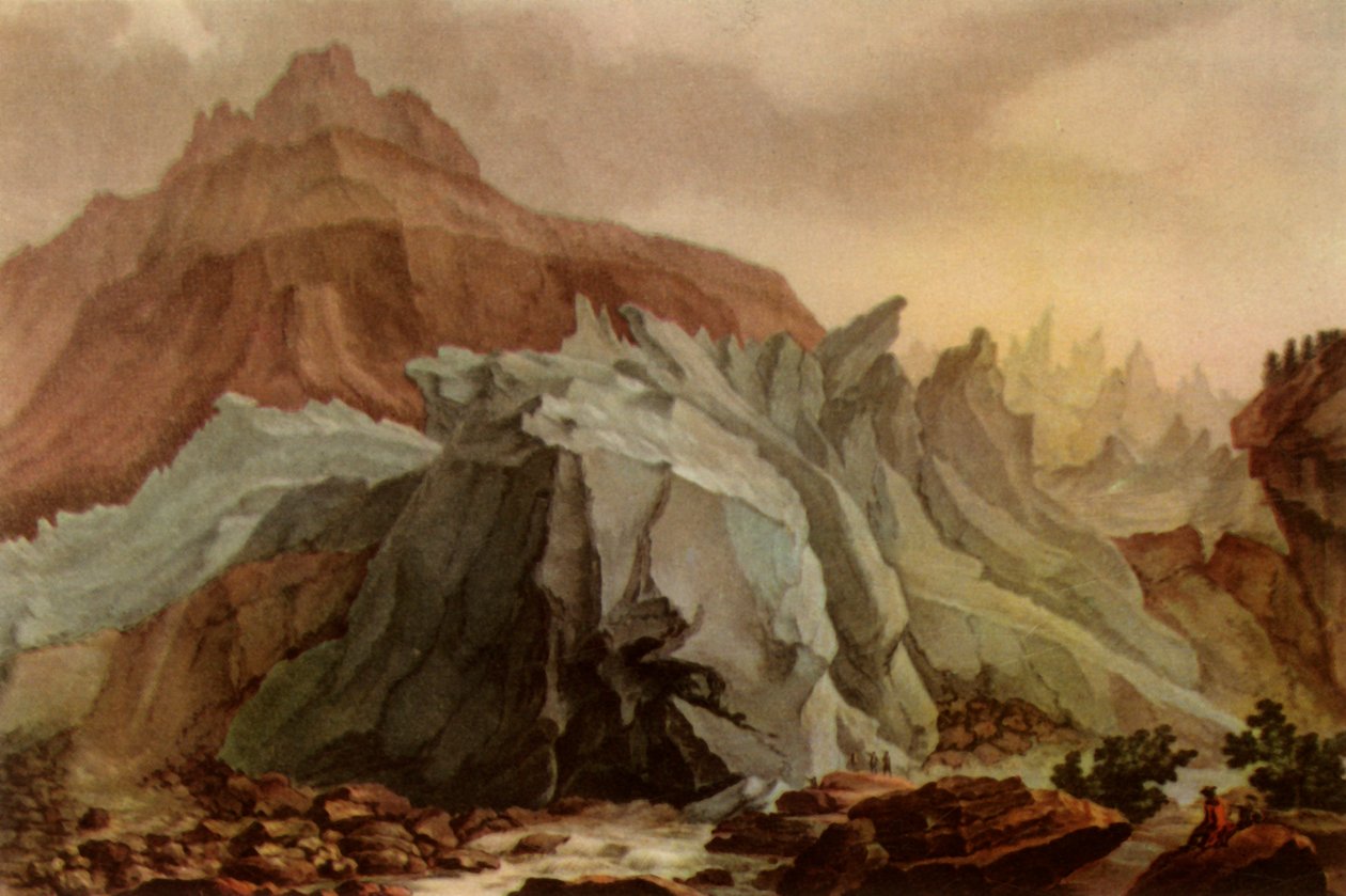 „A Lütschinen kibocsátás az alsó Grindelwald-gleccserből”, 1782-1785, 1946. alkotó: Charles Melchior Descourtis