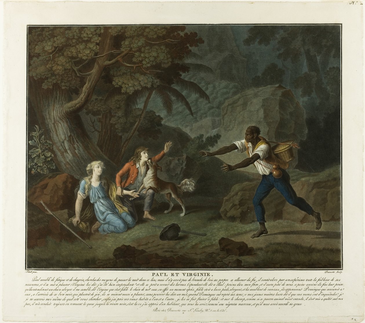 Az éjszaka, 1. lemez a Paul et Virginie-ból alkotó: Charles Melchior Descourtis