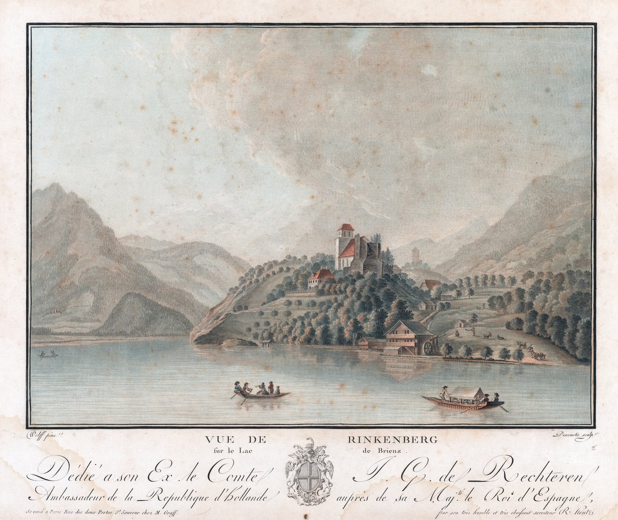 Kilátás Rinkenbergből a Brenz-tóra alkotó: Charles Melchior Descourtis
