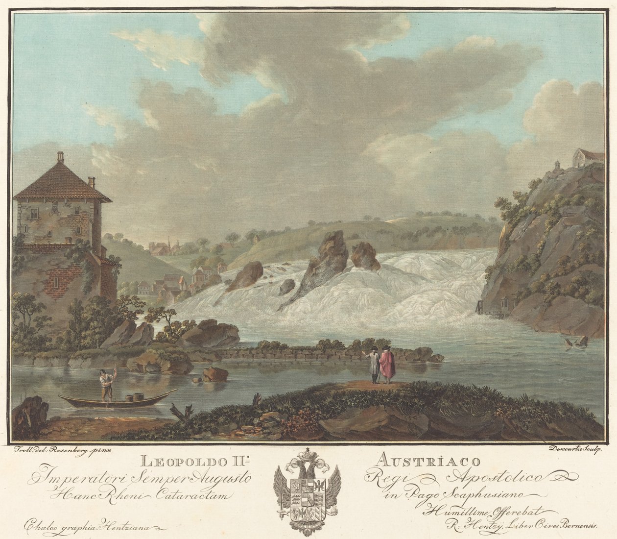 Schaffhausen vízesése alkotó: Charles Melchior Descourtis after Friedrich Rosenberg after Johann Heinrich Troll