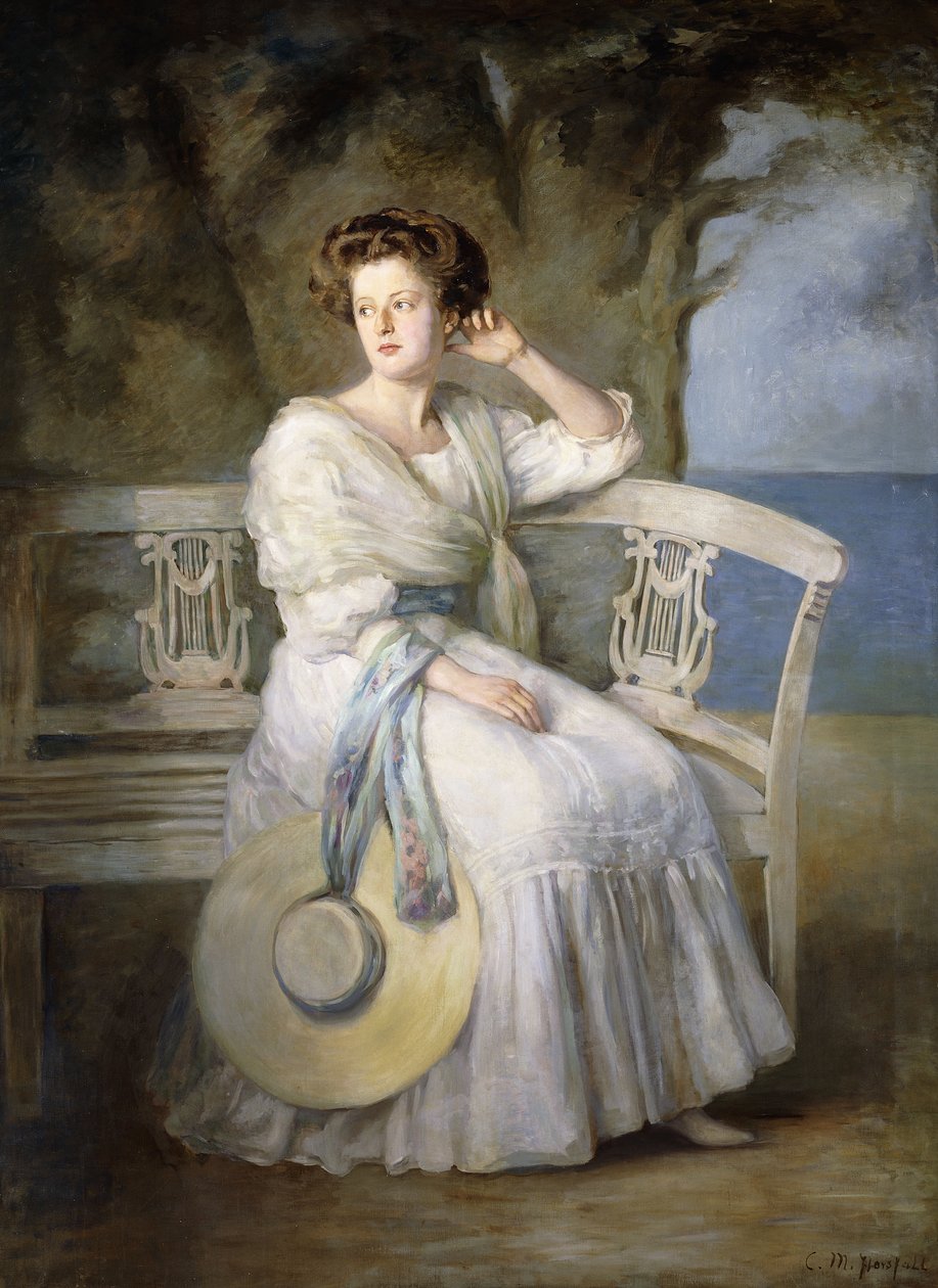 Kék ruhát viselő hölgy portréja alkotó: Charles Mendelssohn Horsfall