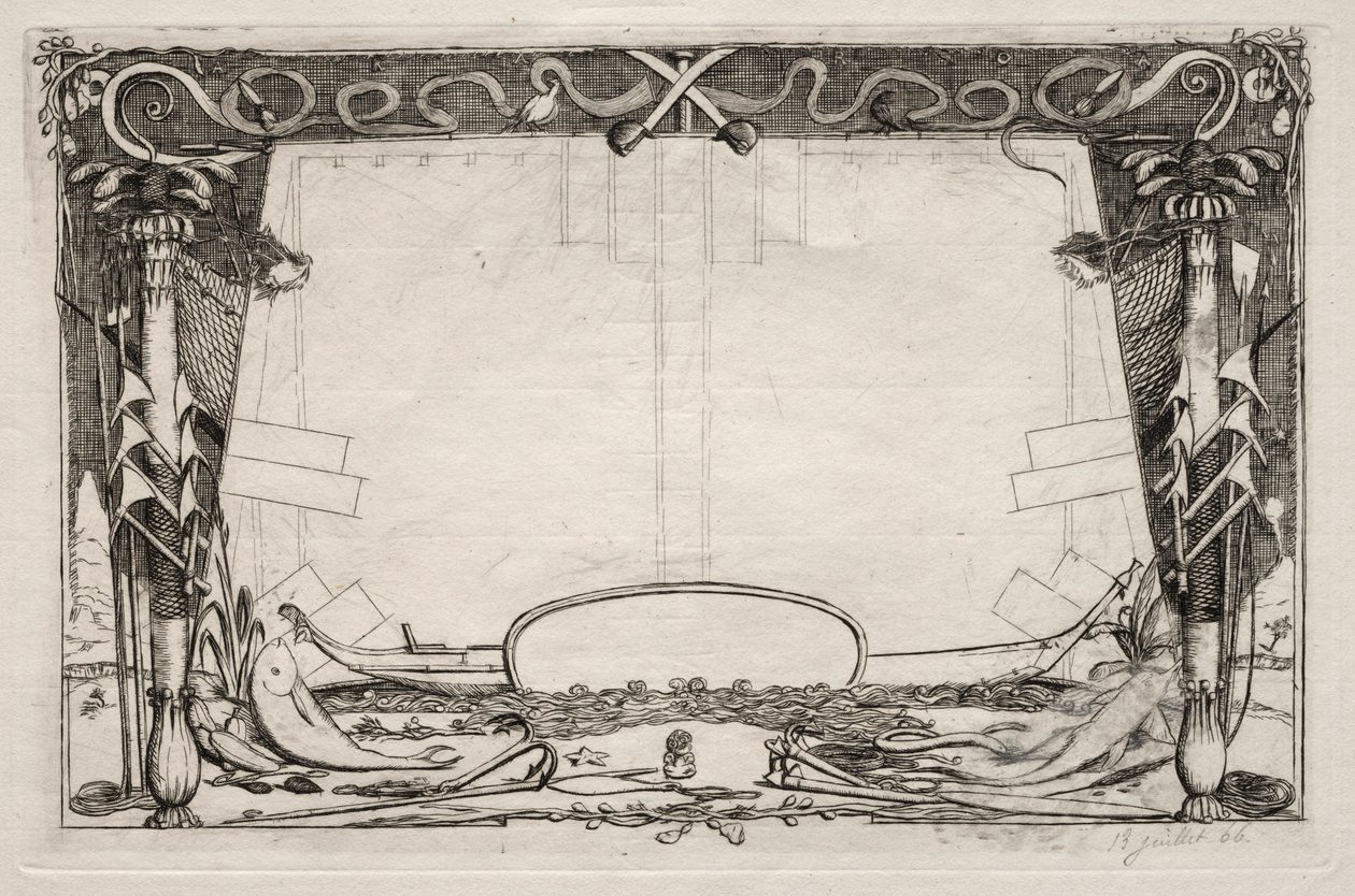 Utazás Új-Zélandra 1842-1846: Borító, 1866. alkotó: Charles Meryon