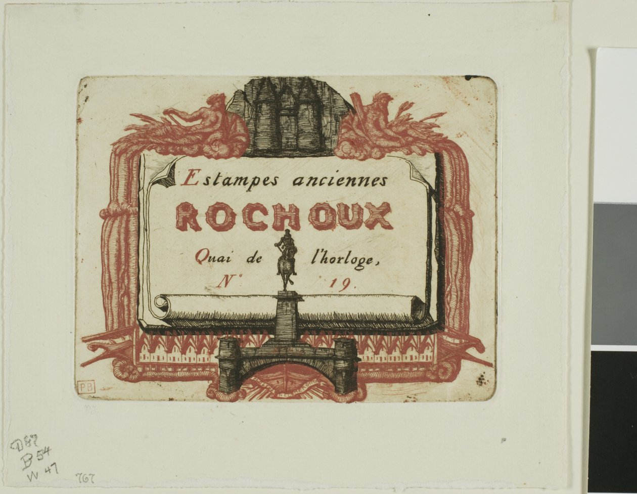 A nyomdakereskedő címkártyája, Rochoux alkotó: Charles Meryon