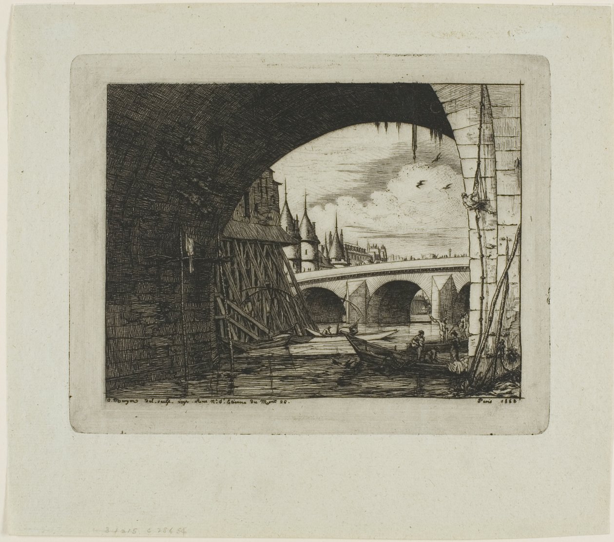 A Pont Notre-Dame boltíve, Párizs alkotó: Charles Meryon