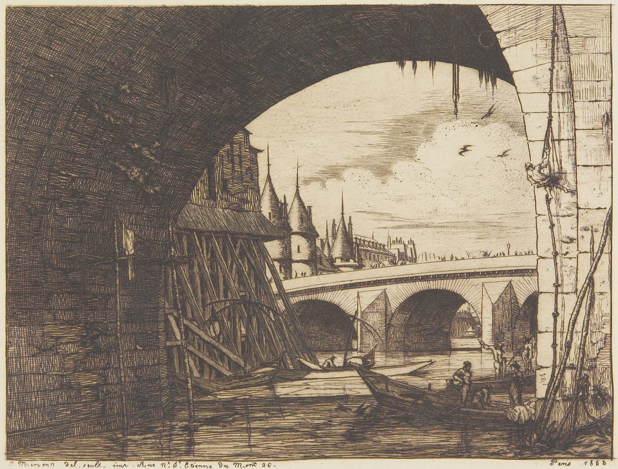A Notre-Dame híd egyik íve alkotó: Charles Meryon
