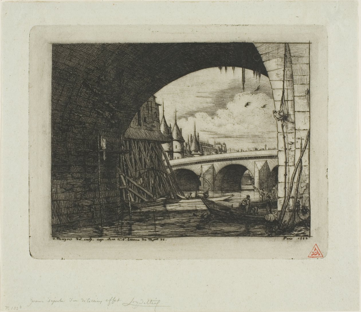 A Pont Notre-Dame boltíve, Párizs alkotó: Charles Meryon
