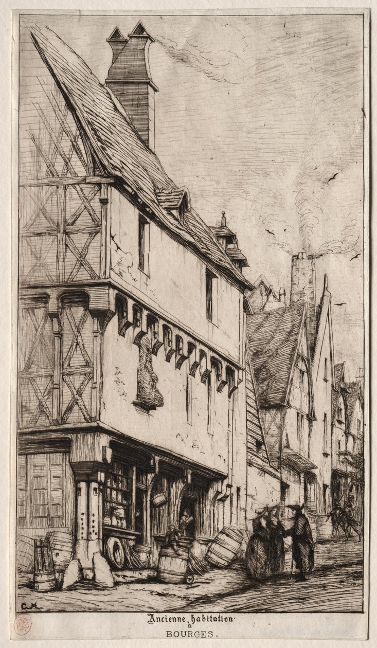 Egy régi ház Bourges-ban, néha Zenészek Házának is nevezik, 1860. alkotó: Charles Meryon