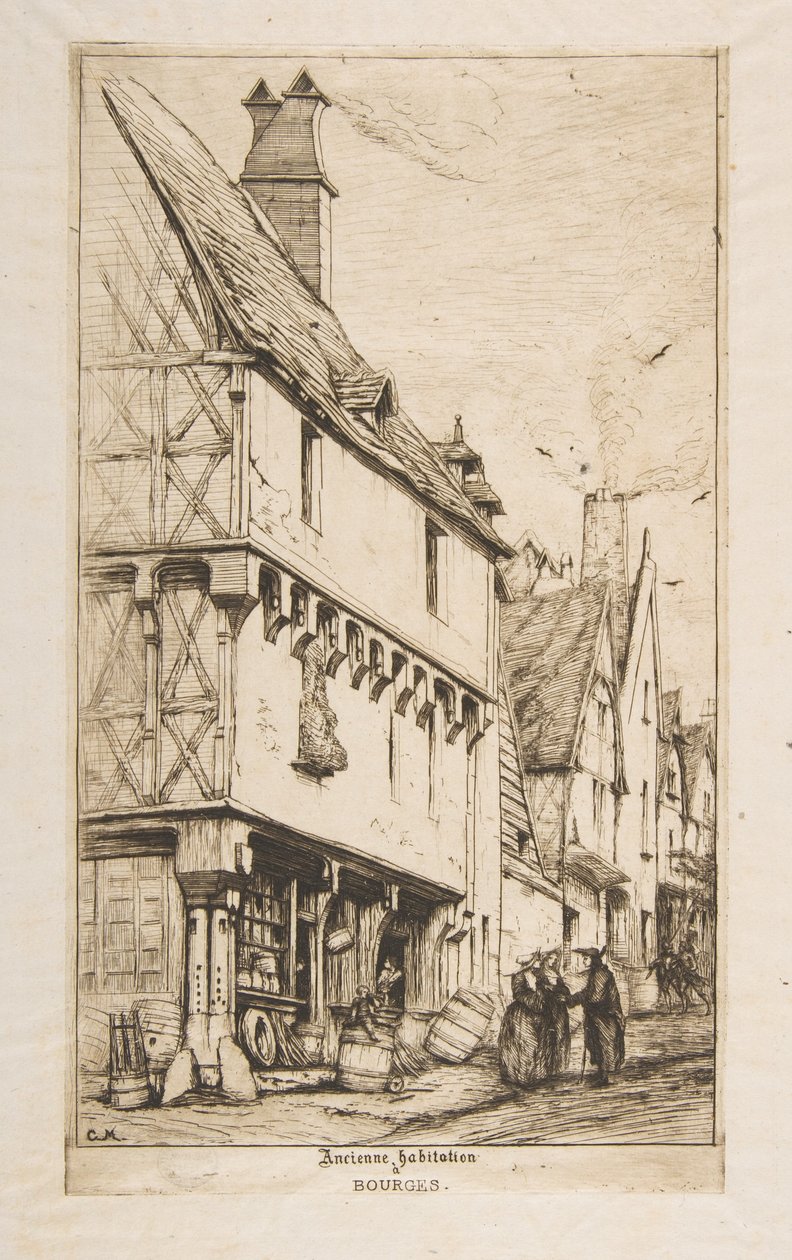 Egy régi ház, avagy a zenész háza, Bourges alkotó: Charles Meryon