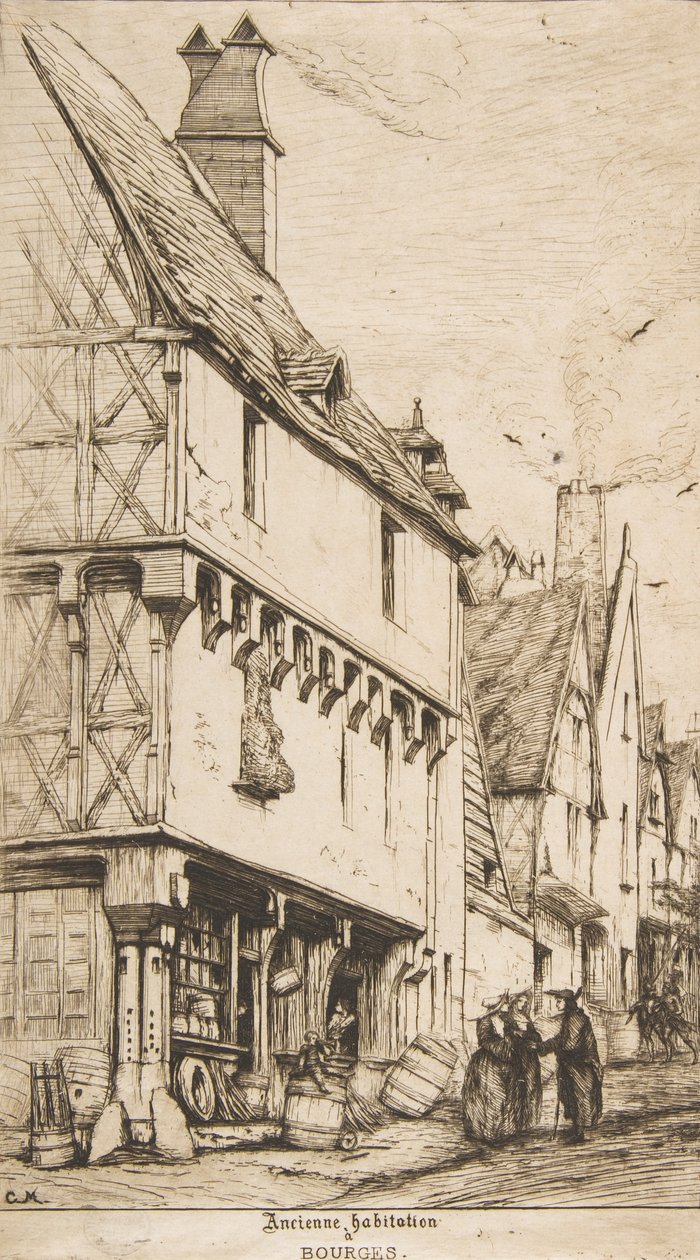 Egy régi ház, vagy A zenész háza, Bourges, 1860. alkotó: Charles Meryon