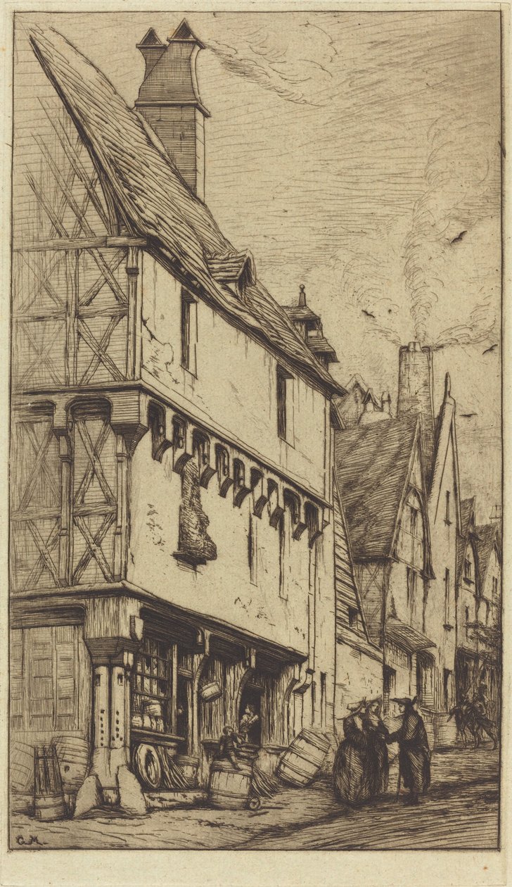 Régi ház Bourges-ban, "La Maison du Musicien" (Egy régi ház Bourges-ban, néha "zenész házának" hívják) alkotó: Charles Meryon