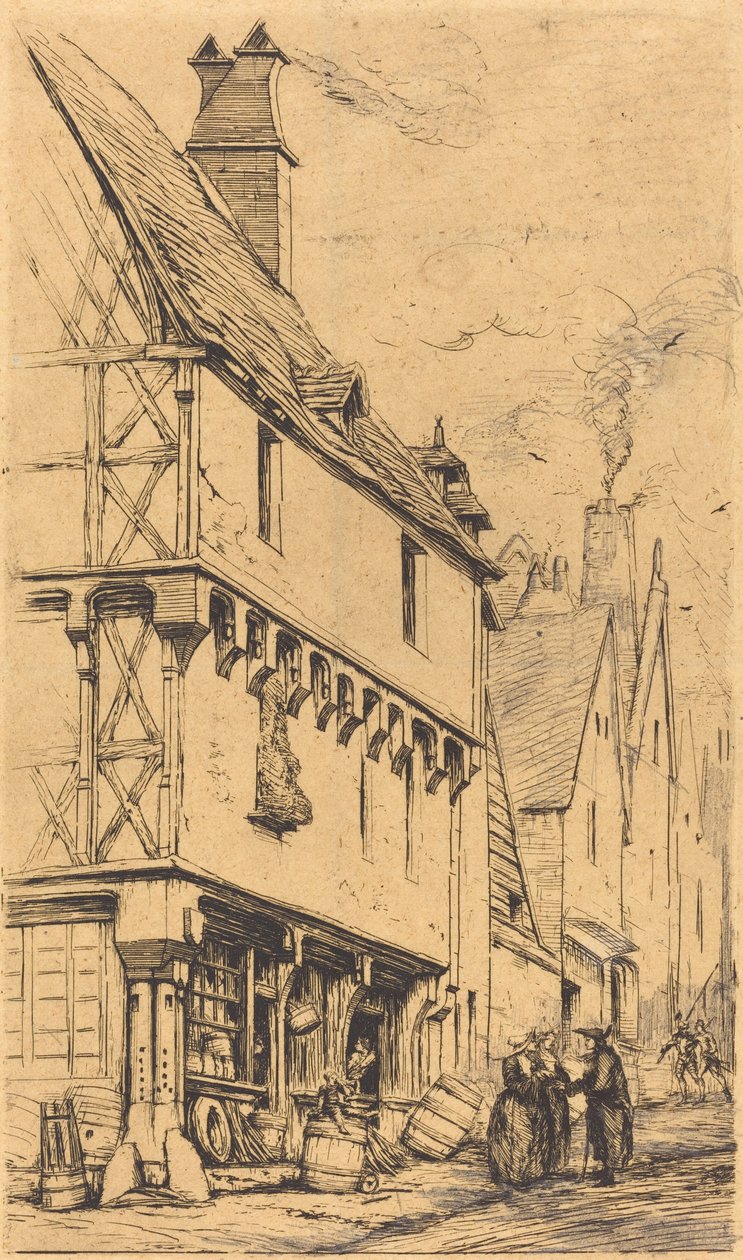 Régi ház Bourges-ban, "La Maison du Musicien" (Egy régi ház Bourges-ban, néha "zenész házának" hívják) alkotó: Charles Meryon