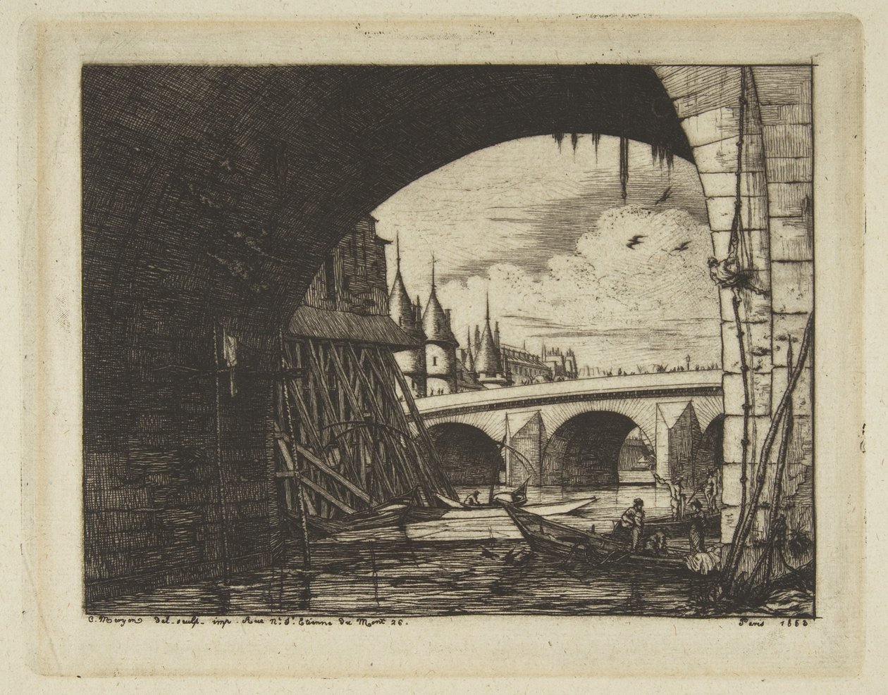 Boltív, Pont Notre-Dame, Párizs alkotó: Charles Meryon