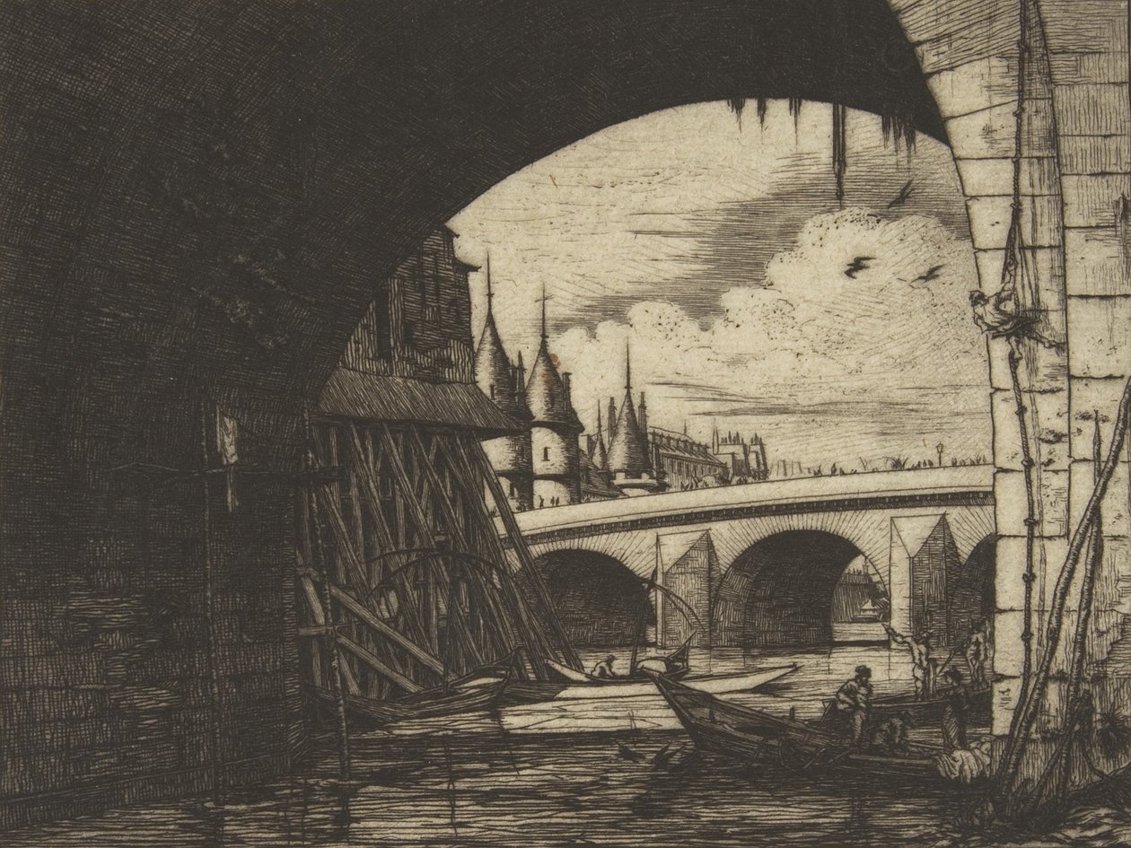 Archway, Pont Notre-Dame, Párizs, 1853. alkotó: Charles Meryon