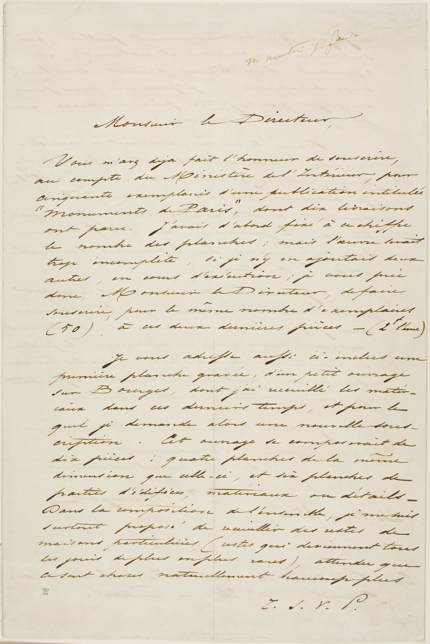 Charles Meryon dedikált levél alkotó: Charles Meryon