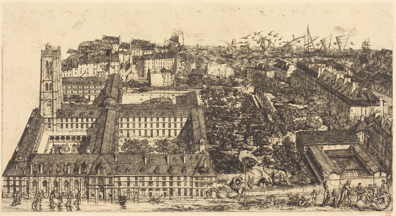 Collège Henri IV, Párizs, avagy Lycée Napoléon (IV. Henrik Kollégium vagy Napóleon Iskola, Párizs) alkotó: Charles Meryon