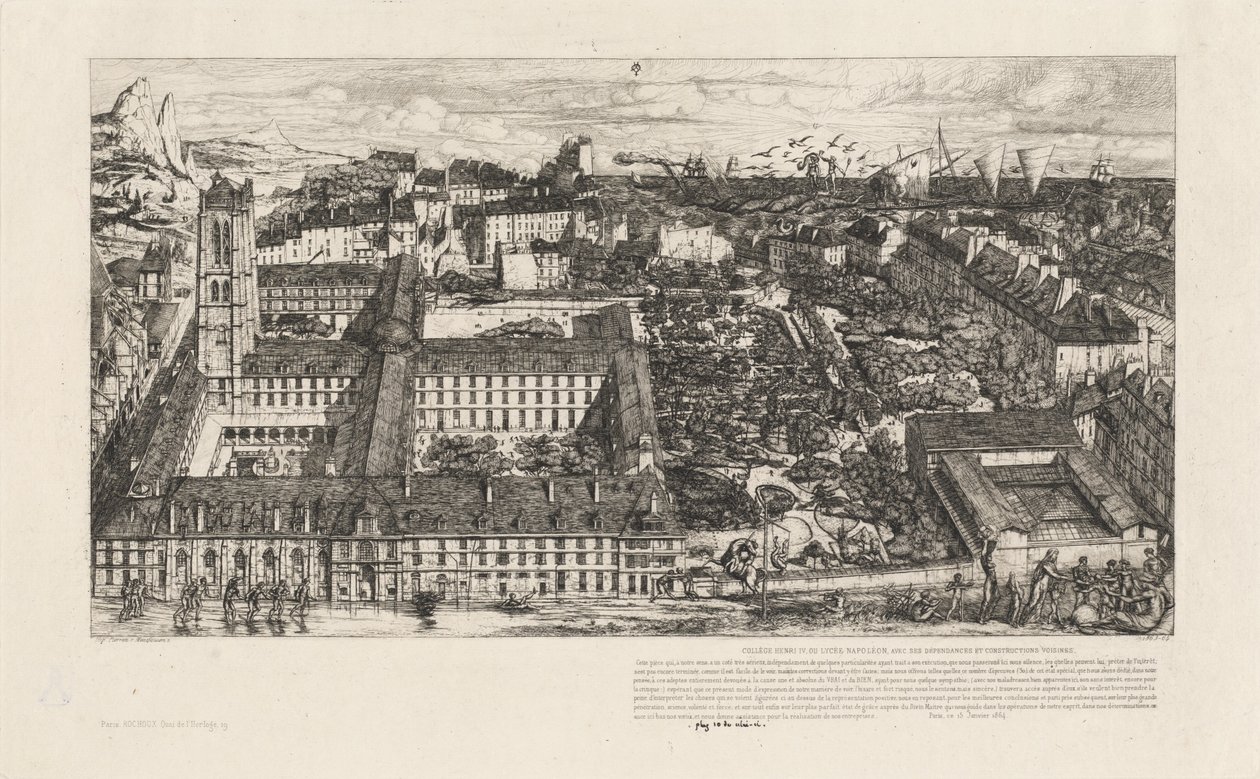 Collège Henri IV, Párizs, vagy Lycée Napoléon (Henry IV College vagy Napoleon School, Párizs) alkotó: Charles Meryon