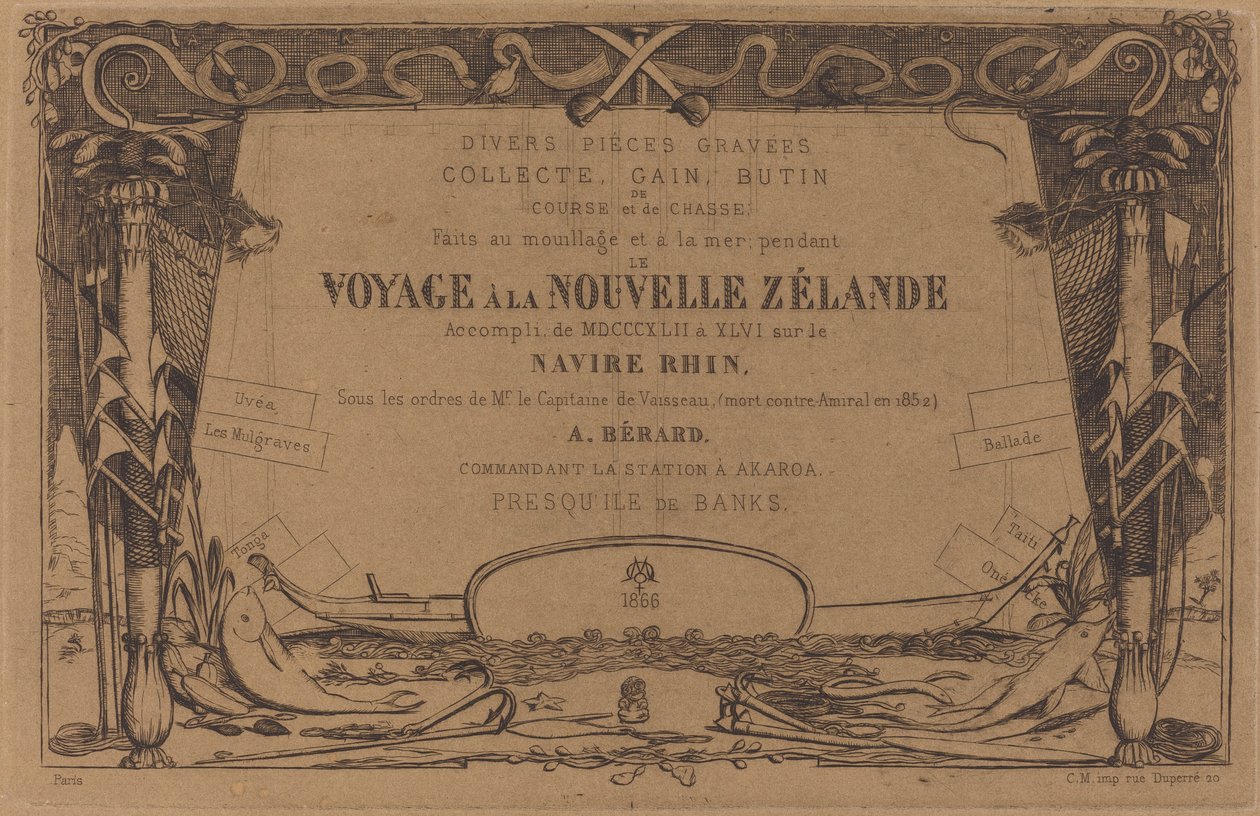 Borító az "Utazás Új-Zélandra" című rézkarckészlethez alkotó: Charles Meryon