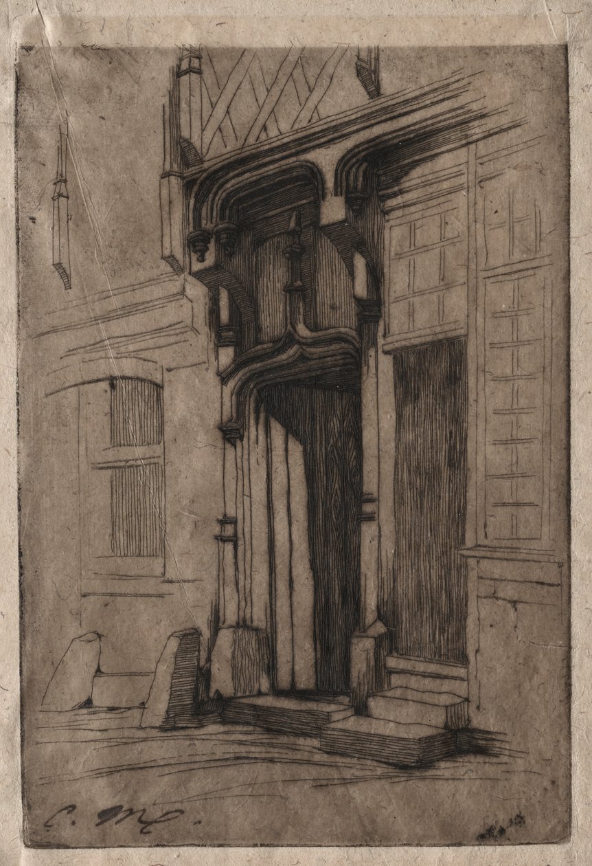 Egy ősi kolostor ajtaja a Rue Mirabeau-ban, Bourges alkotó: Charles Meryon