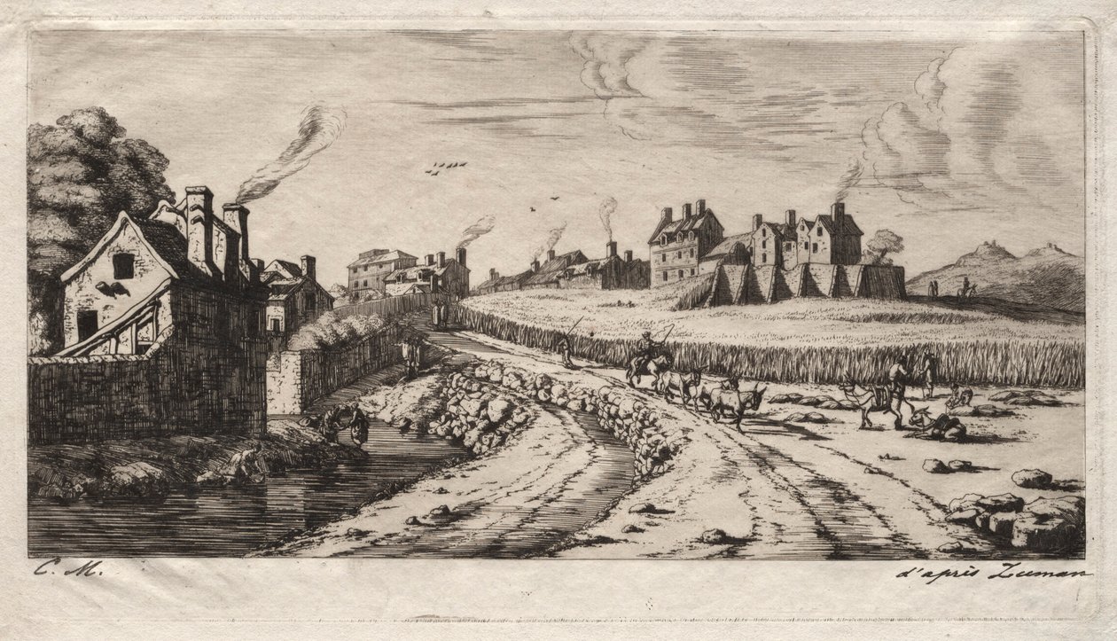 A Faubourg bejárata, Saint-Marceau, Párizs, 1850. alkotó: Charles Meryon