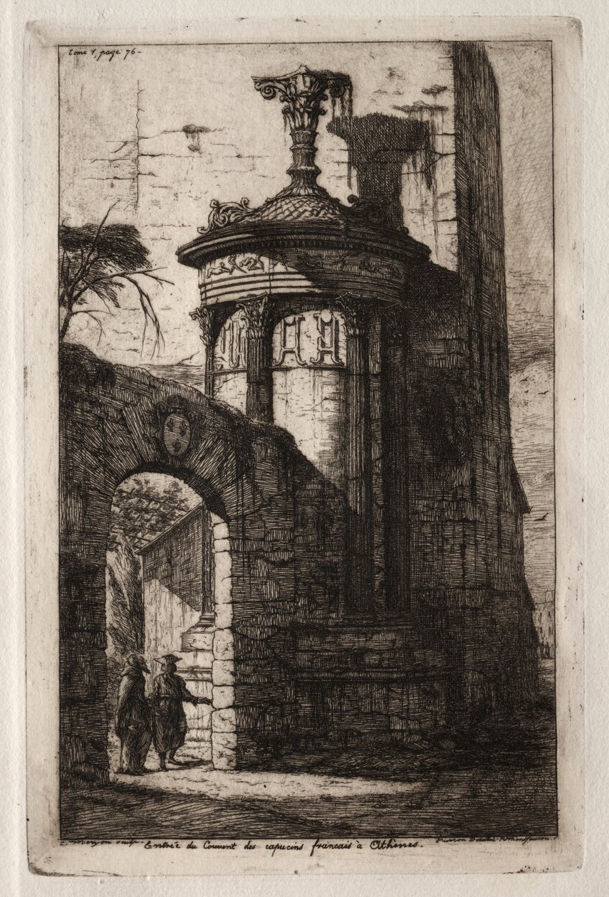 Az athéni francia kapucinus kolostor bejárata, 1854. alkotó: Charles Meryon