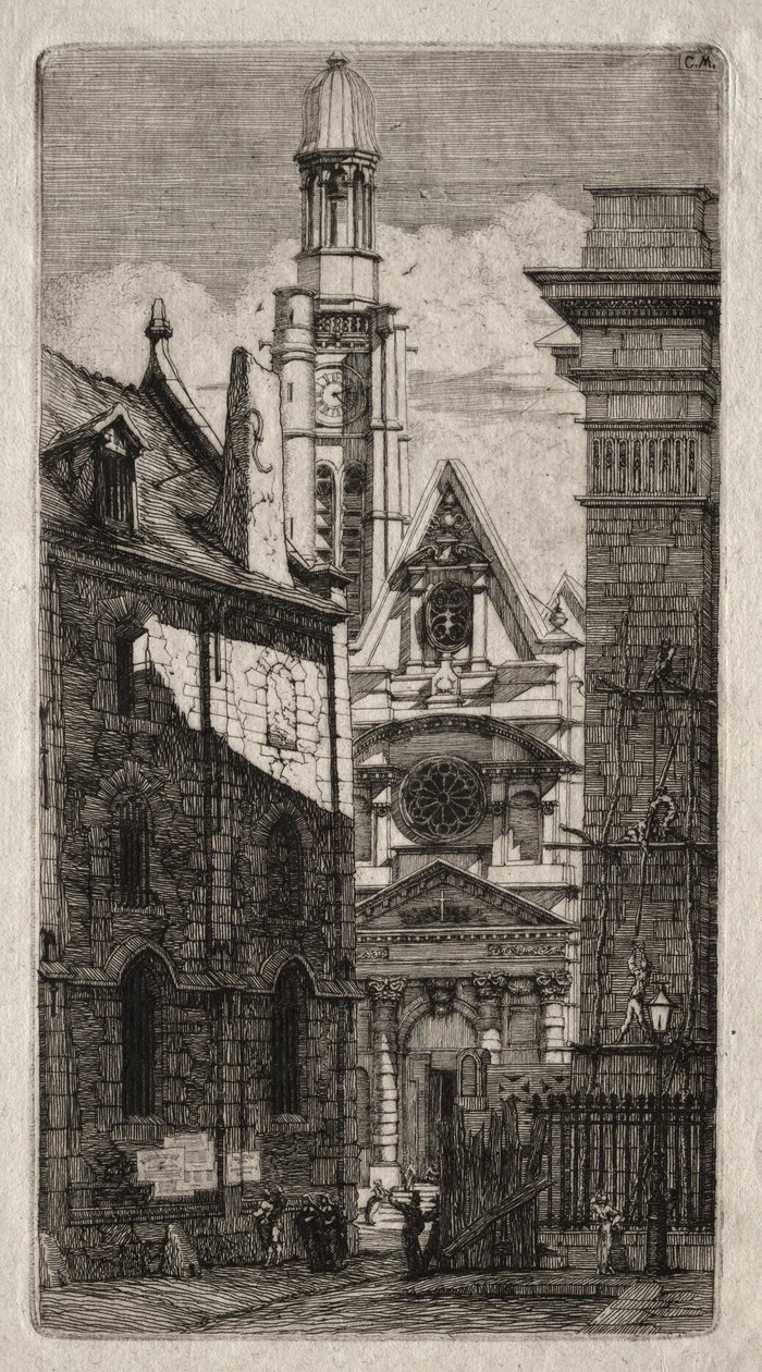 Párizs rézkarcai: Hegyi Szent István-templom, 1852. alkotó: Charles Meryon
