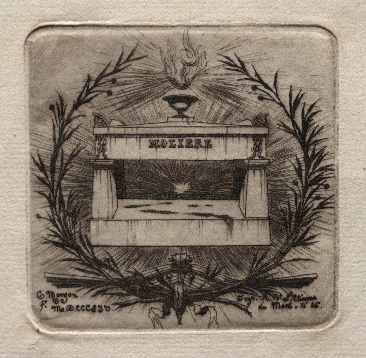 Párizs rézkarcai: Molières sírja a Pere Lachaise temetőben, 1854. alkotó: Charles Meryon