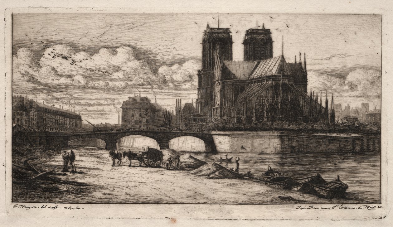Párizs rézkarcai: A Notre Dame-székesegyház apszisa alkotó: Charles Meryon