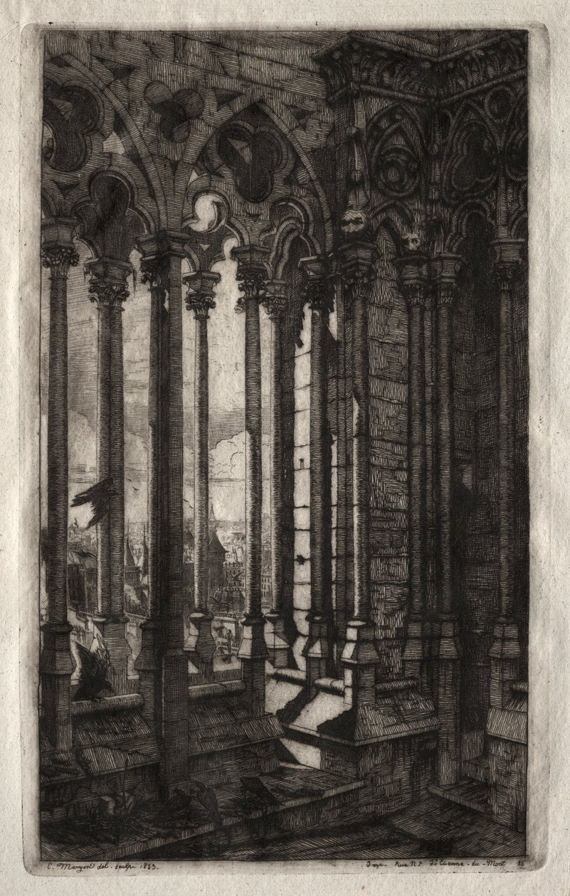 Párizsi rézkarcok: A Notre Dame galériája, 1853. alkotó: Charles Meryon