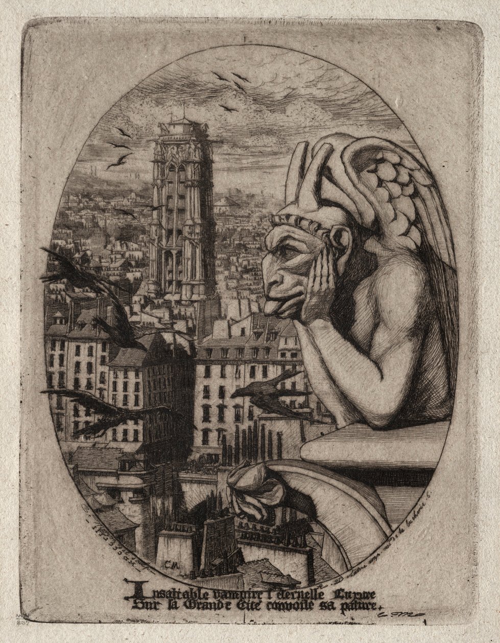 Párizsi rézkarcok: A vízköpő, 1853. alkotó: Charles Meryon