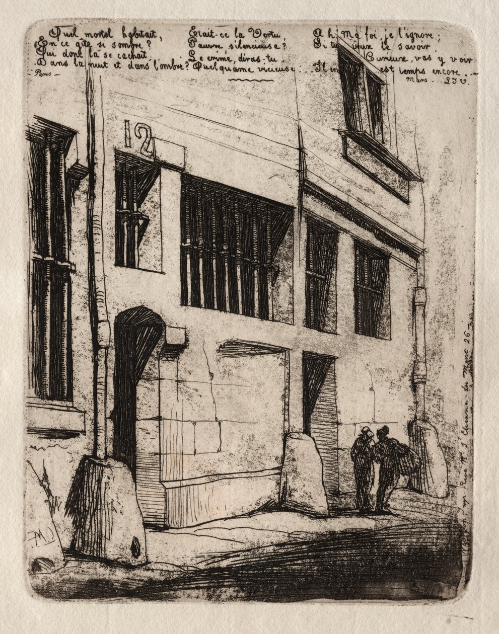 Párizs rézkarcai: A rosszfiúk utcája, 1854. alkotó: Charles Meryon