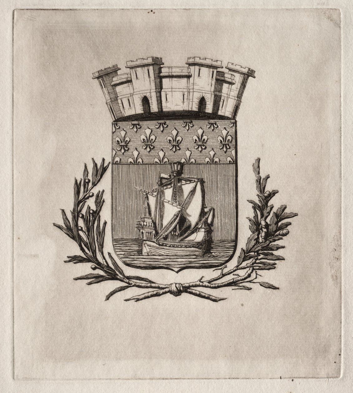 Párizs rézkarcai: Párizs városának szimbolikus karjai alkotó: Charles Meryon