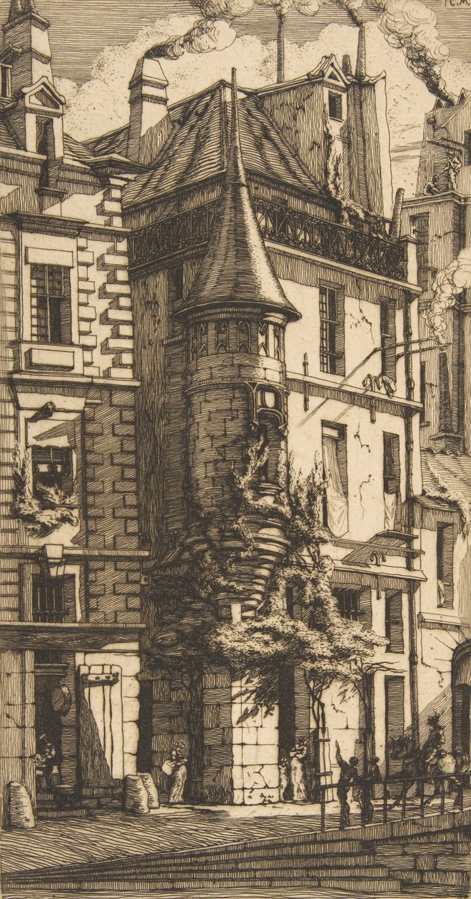 Ház toronnyal, rue de la Tixéranderie, Párizs, 1852. alkotó: Charles Meryon