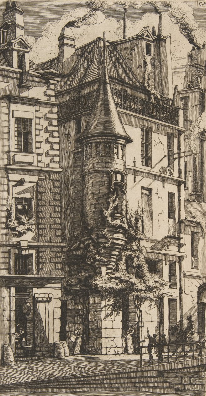 Ház toronnyal, rue de la Tixéranderie, Párizs, 1852. alkotó: Charles Meryon
