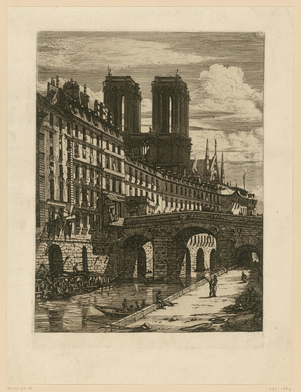 Nyomtatás: Rue neuve, St Etienne-du-Mont alkotó: Charles Meryon