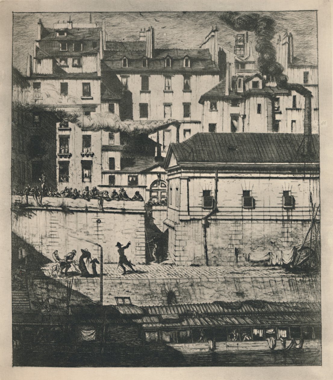 La Morgue 3. állam, 9 18 x 8 18 hüvelyk, 1854, 1927 alkotó: Charles Meryon