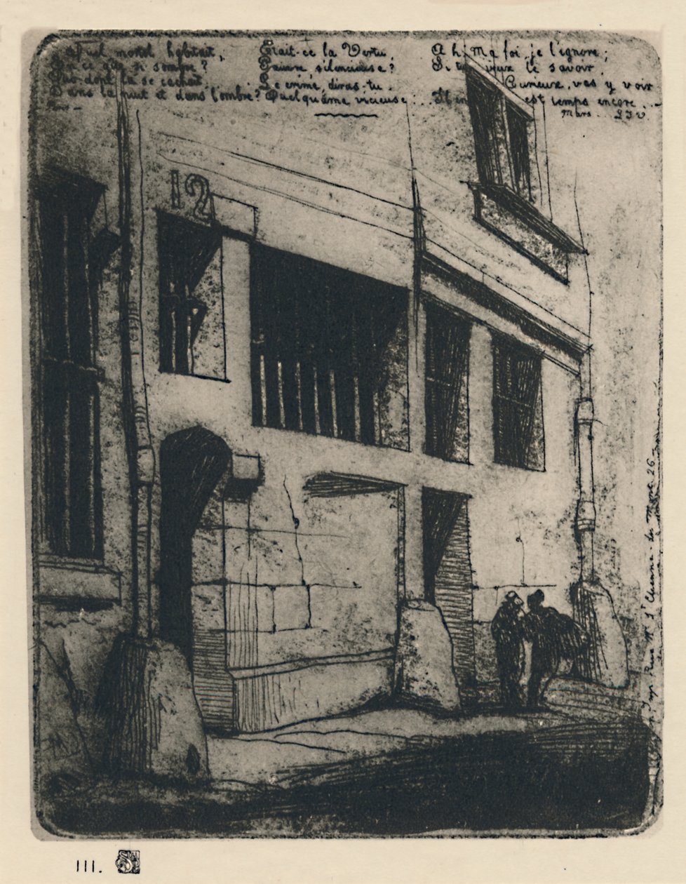 La Rue Des Bad Garcons 3. állam, 5 x 3 78 hüvelyk, 1854, 1927 alkotó: Charles Meryon