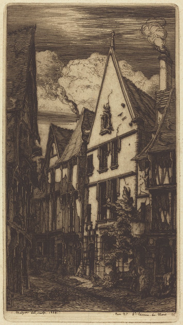 A Rue des Toiles utca Bourges-ban alkotó: Charles Meryon