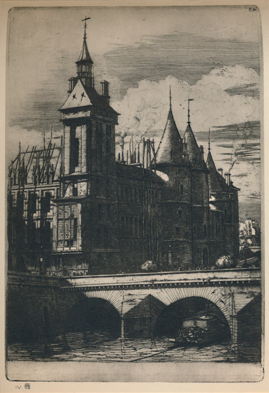 La Tour De LHorloge 3. állam, 10 516 x 7 14 hüvelyk, 1852, 1927 alkotó: Charles Meryon