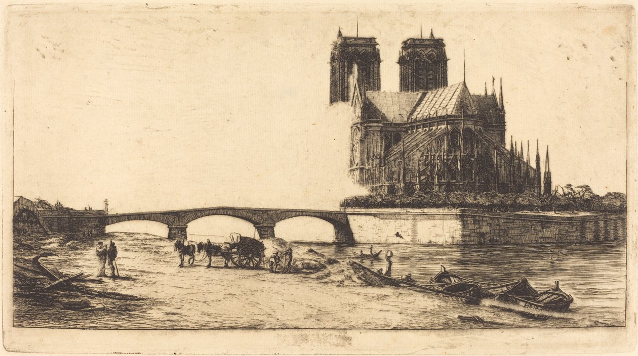 A Notre-Dame de Paris apszisa (A Notre-Dame székesegyház apszisa, Párizs) alkotó: Charles Meryon