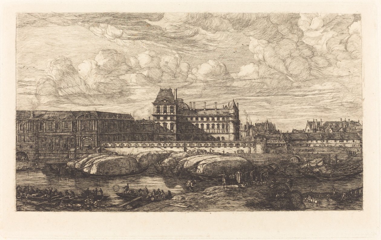 A régi Louvre, Zeeman festményéből, 1651 alkotó: Charles Meryon