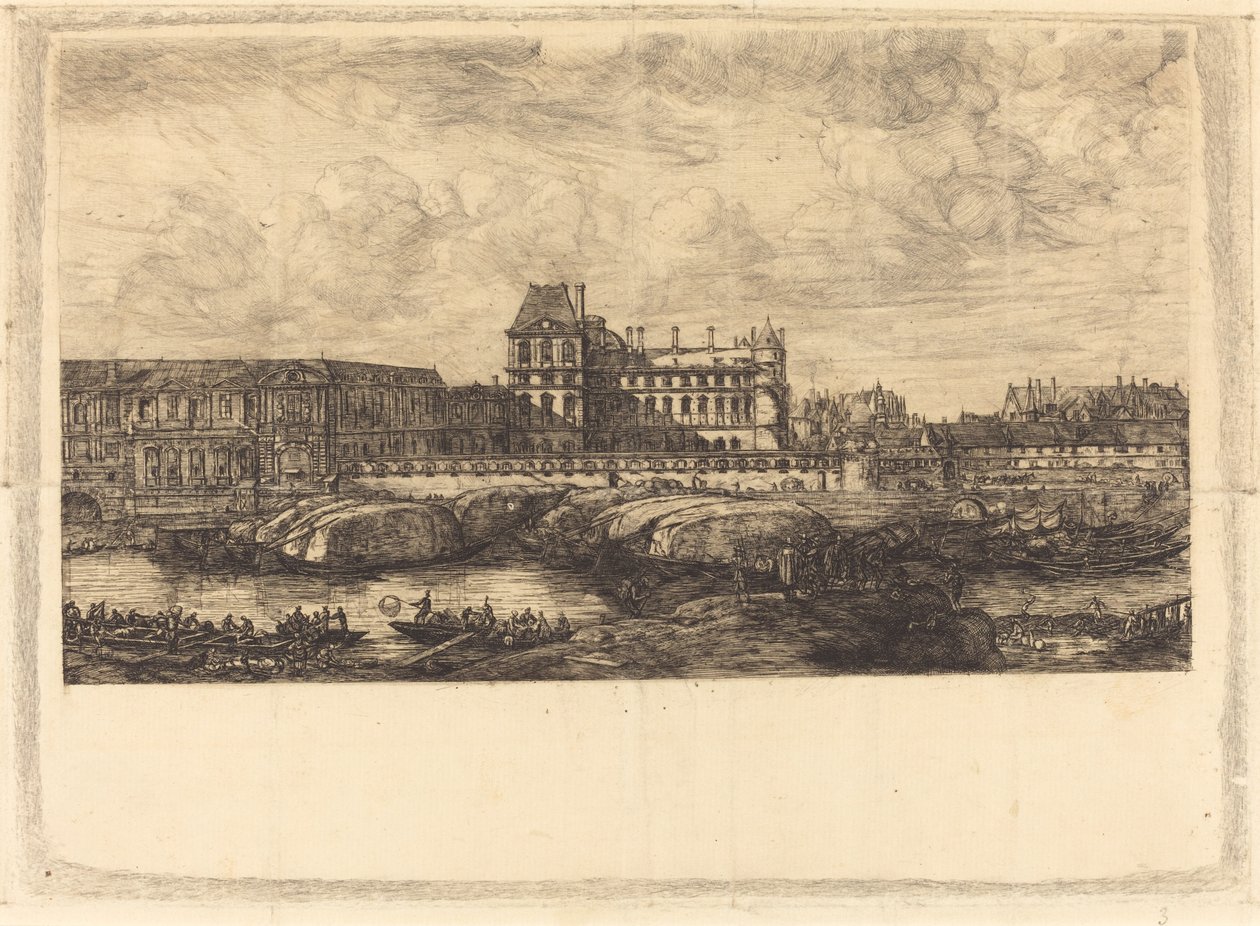 A régi Louvre Zeeman festményéből, 1651 (The Old Louvre, from a Painting by Zeeman, 1651) alkotó: Charles Meryon