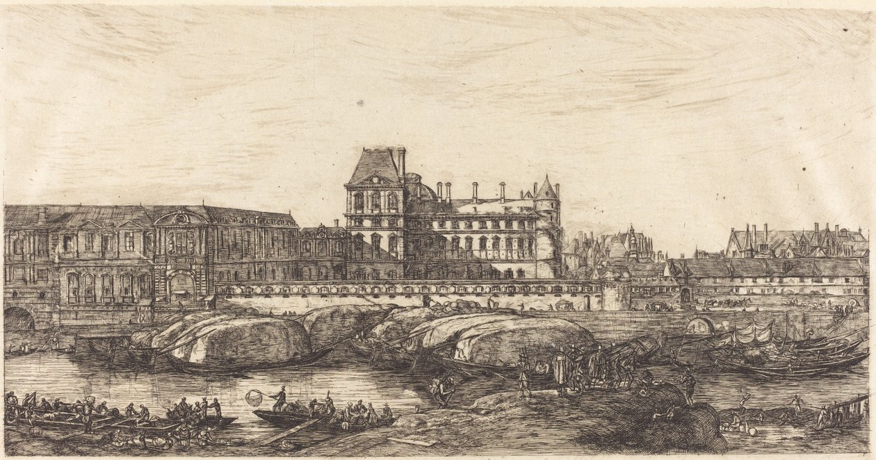 A régi Louvre, Zeeman festményéből, 1651 alkotó: Charles Meryon
