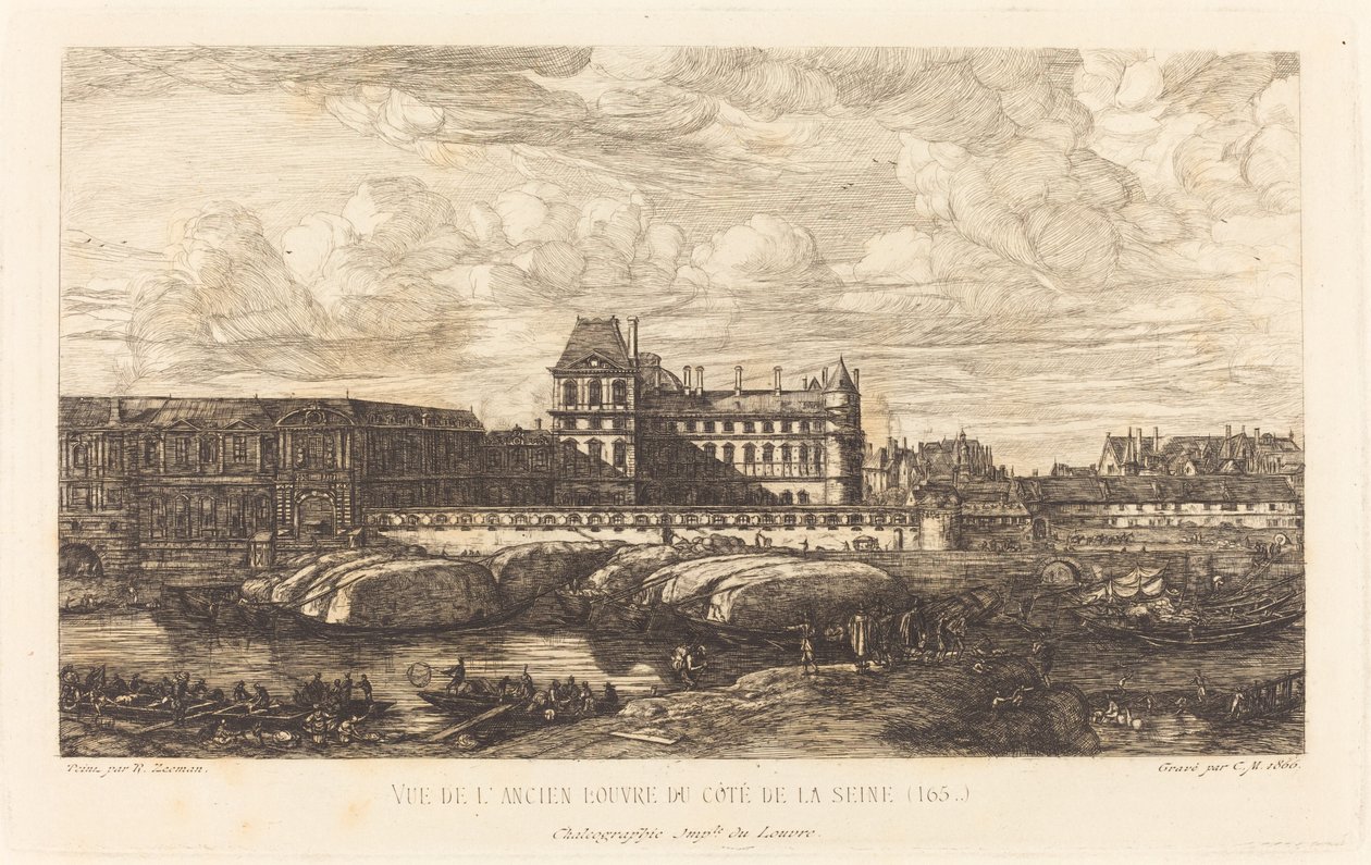 A régi Louvre, Zeeman festményéből, 1651 alkotó: Charles Meryon