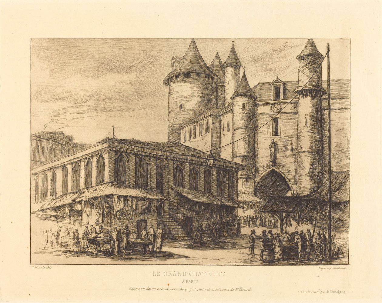Le Grand Chatelet, Párizs, 1780 körül (The Grand Chatelet, Párizs, 1780 körül) alkotó: Charles Meryon