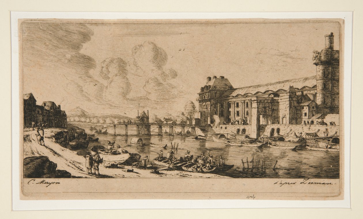 A Pavillon de Mademoiselle és a Louvre egy része [A alkotó: Charles Meryon