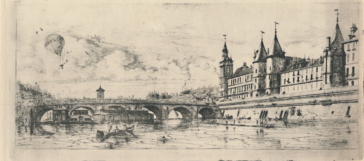Le Pont-Au-Change 2. állam, 6 18 x 13 116 hüvelyk, 1854, 1927 alkotó: Charles Meryon